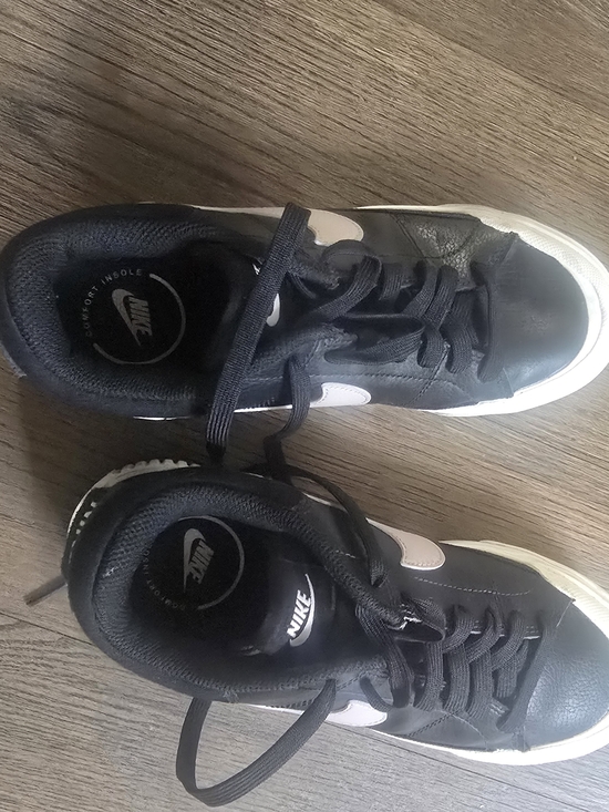 Nike Shoes - Nike Kids Black and White Low-Top Sneakers with Cream Accents